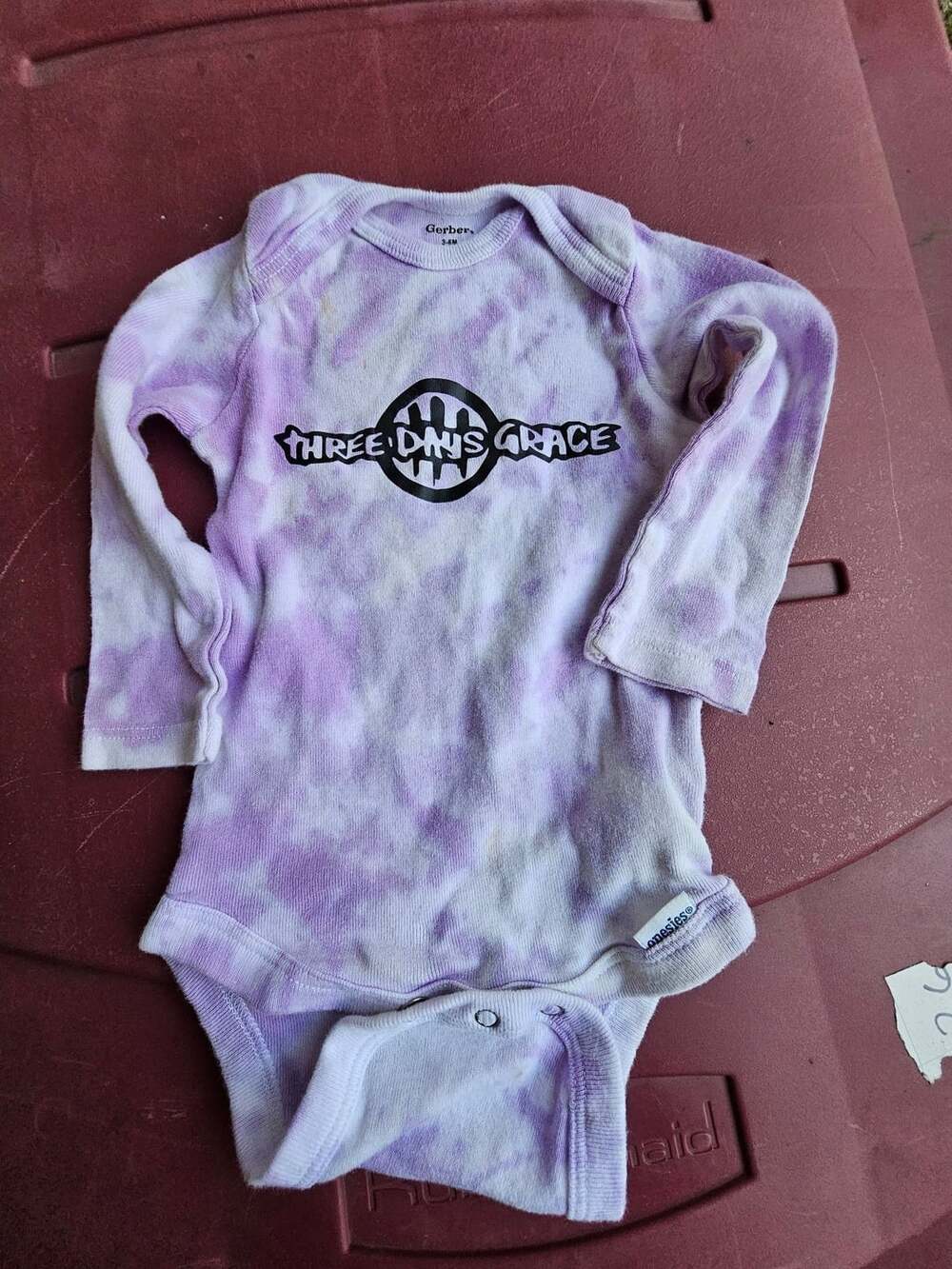 Gerber Three Days Grace Long Sleeve Purple Tie Dye Baby Onesie 3-6M